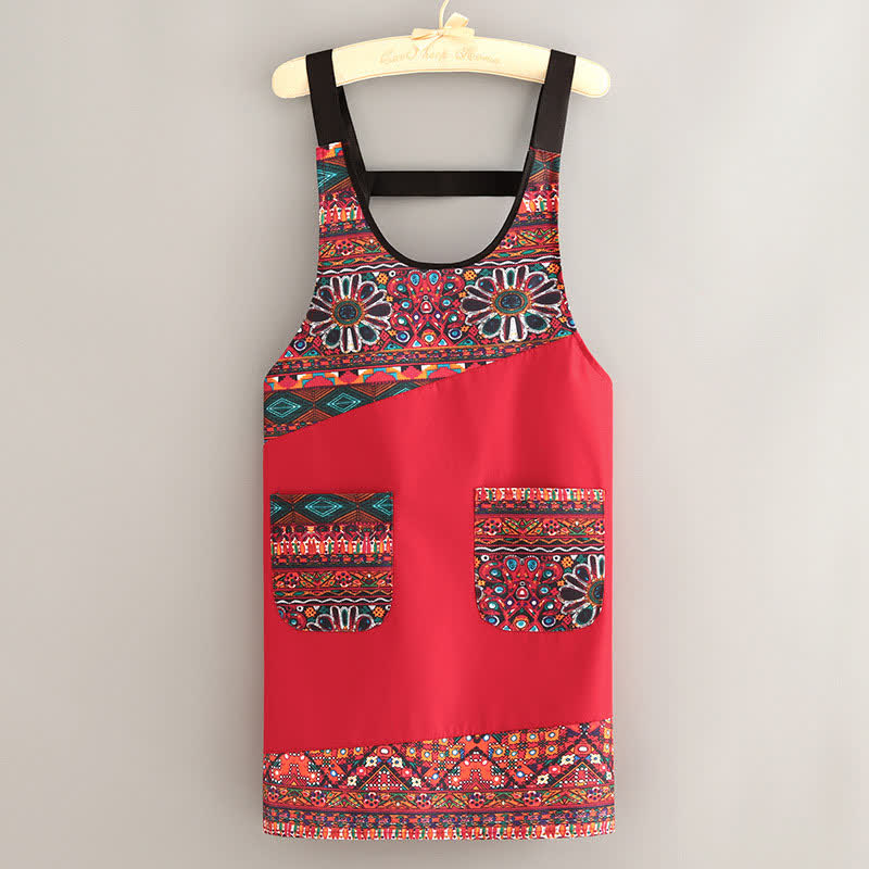 Tablier de cuisine élégant de style ethnique avec poches