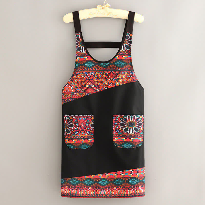 Tablier de cuisine élégant de style ethnique avec poches