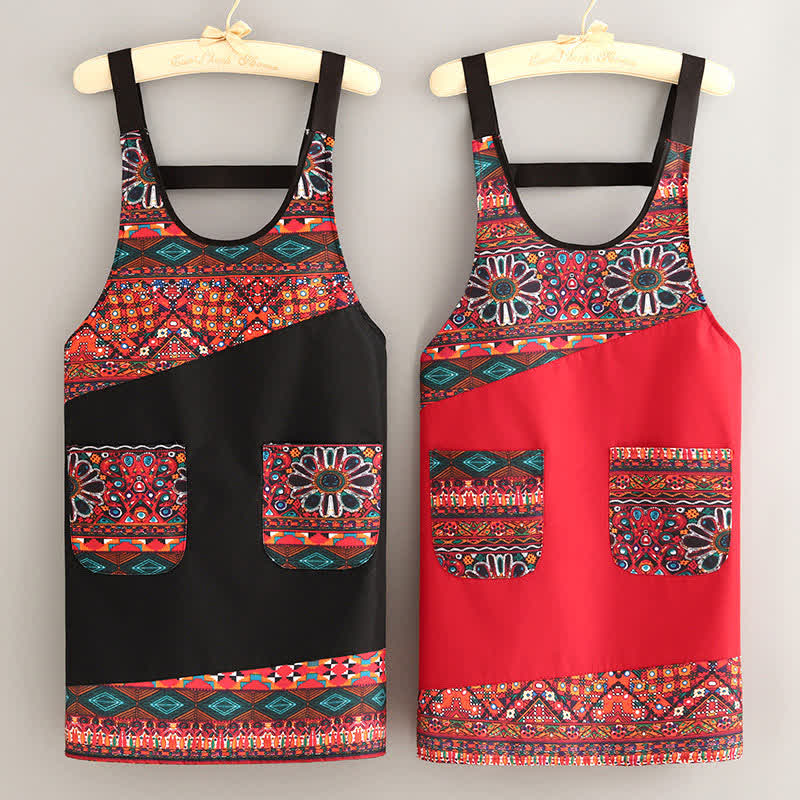 Tablier de cuisine élégant de style ethnique avec poches