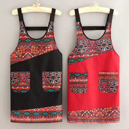 Tablier de cuisine élégant de style ethnique avec poches