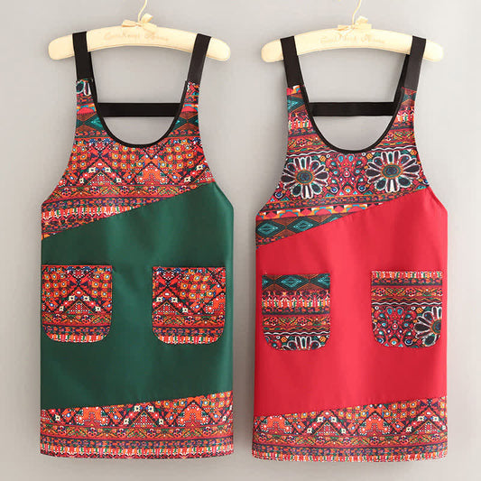 Tablier de cuisine élégant de style ethnique avec poches