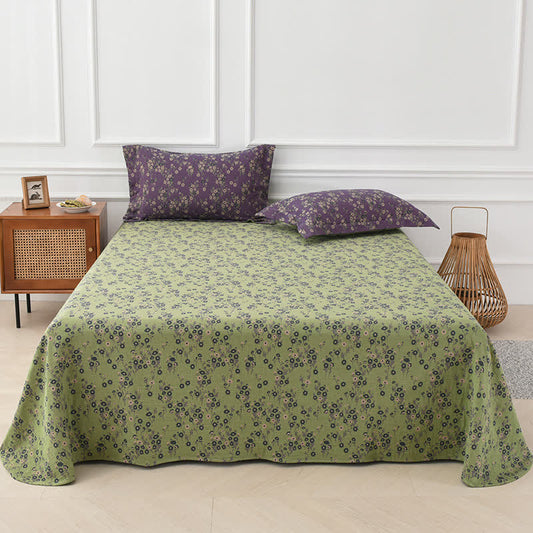 Couette en gaze de coton teint en fil avec motif jacquard et motif floral