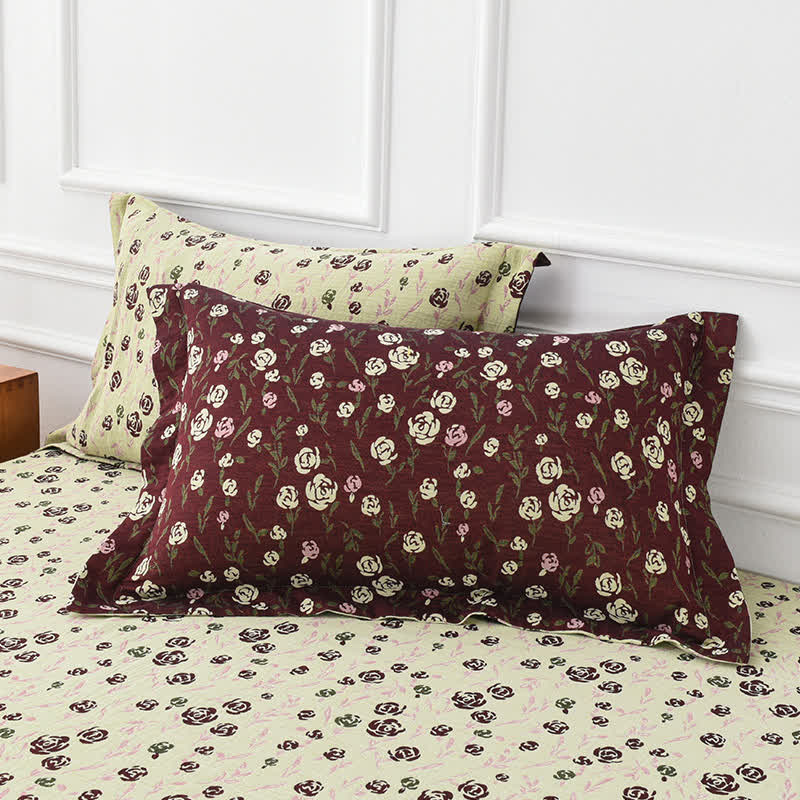 Couvre-lit confortable en gaze de coton teint en fil, aspect rose