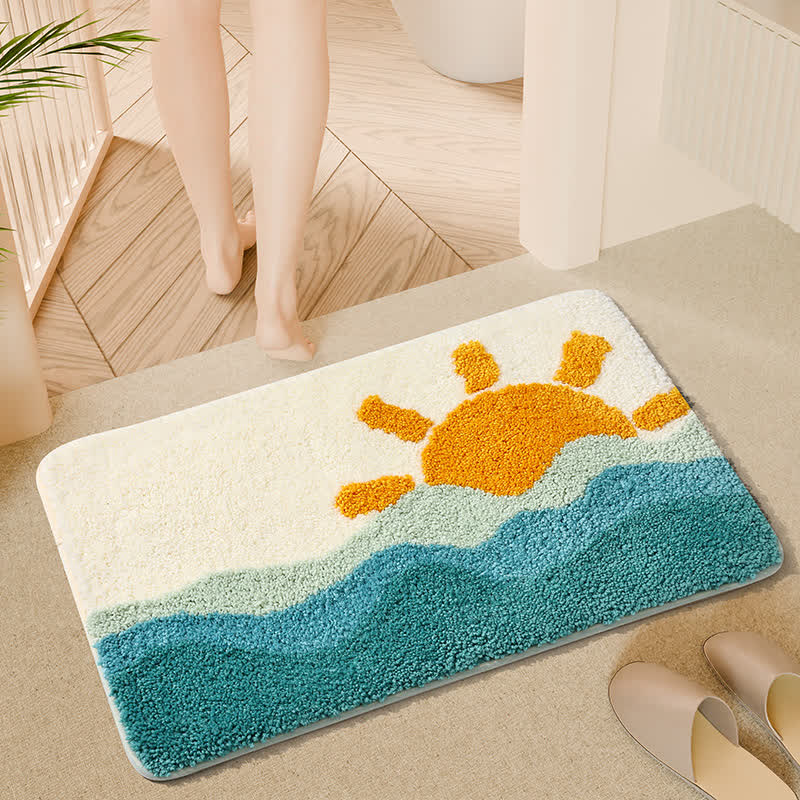 Tapis de sol antidérapant absorbant l'eau avec plante de dessin animé