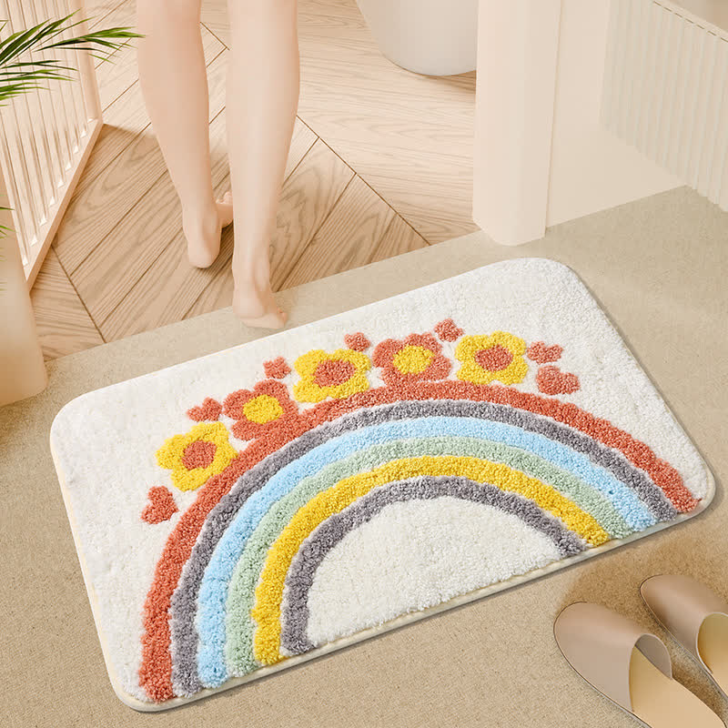Tapis de sol antidérapant absorbant l'eau avec plante de dessin animé