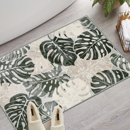Tapis avec des feuilles et des fleurs tropicales