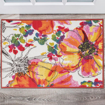 Tapis avec des feuilles et des fleurs tropicales
