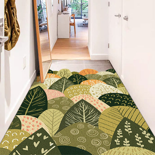 Tapis de sol découpable avec des feuilles de plantes dans le style de la peinture à l'huile