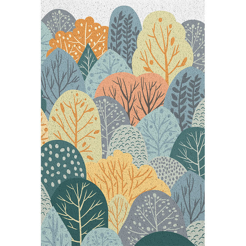 Tapis de sol découpable avec des feuilles de plantes dans le style de la peinture à l'huile