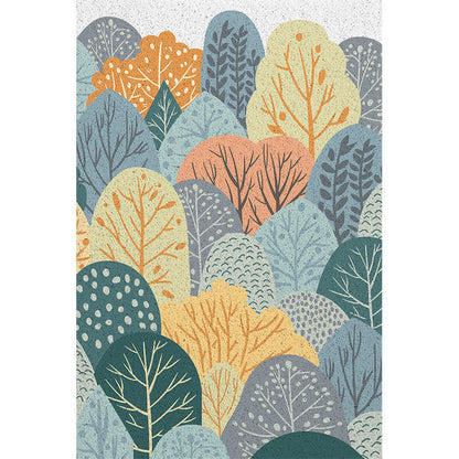 Tapis de sol découpable avec des feuilles de plantes dans le style de la peinture à l'huile
