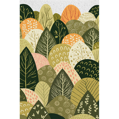 Tapis de sol découpable avec des feuilles de plantes dans le style de la peinture à l'huile