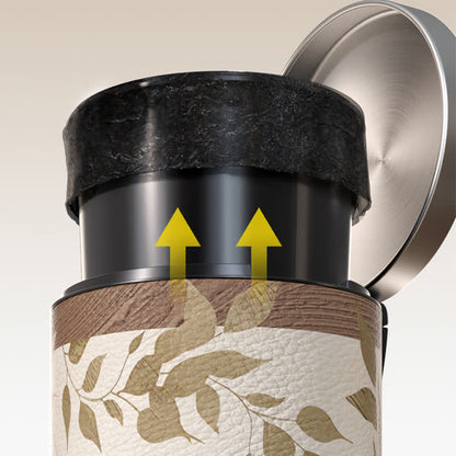 Poubelle luxueuse en cuir avec motif de fleurs et d'oiseaux