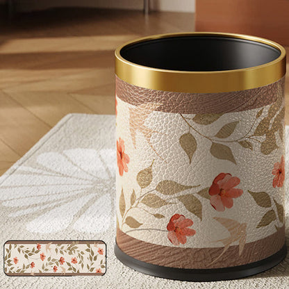 Poubelle luxueuse en cuir avec motif de fleurs et d'oiseaux