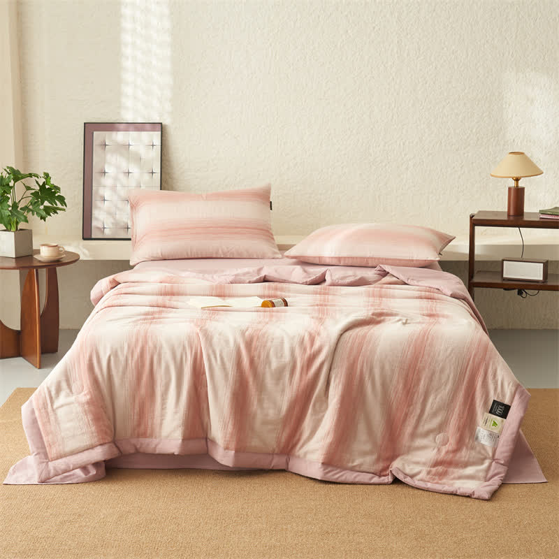 Linge de lit respirant en jacquard pur coton à rayures
