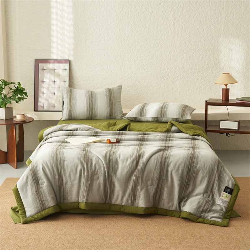 Linge de lit respirant en jacquard pur coton à rayures