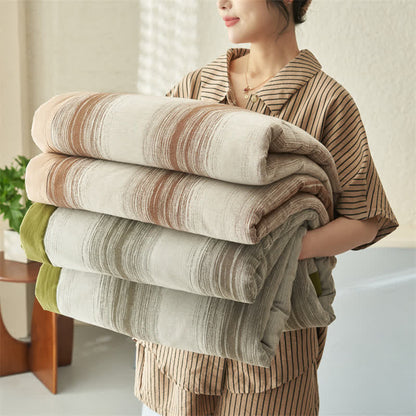 Linge de lit respirant en jacquard pur coton à rayures