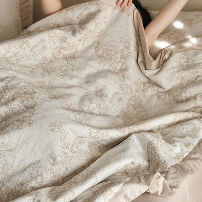 Linge de lit en gaze double épaisseur à motif floral