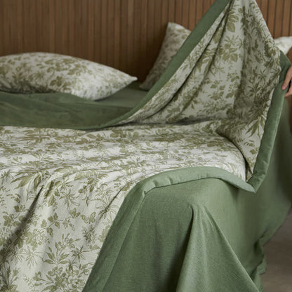 Linge de lit en gaze de coton trois couches avec motif fleurs et papillons