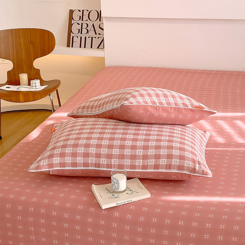 Couette réversible en gaze de coton à carreaux