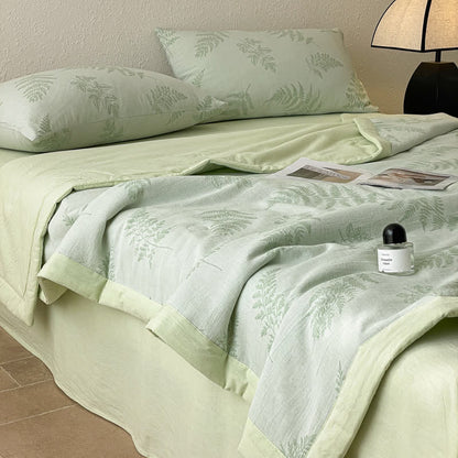 Parure de lit en gaze de coton trois épaisseurs « Refresh Leaf »