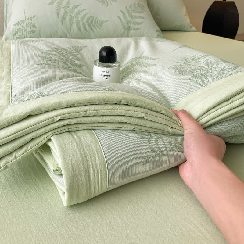 Parure de lit en gaze de coton trois épaisseurs « Refresh Leaf »