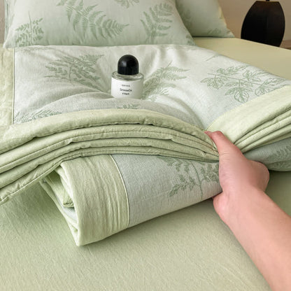 Parure de lit en gaze de coton trois épaisseurs « Refresh Leaf »