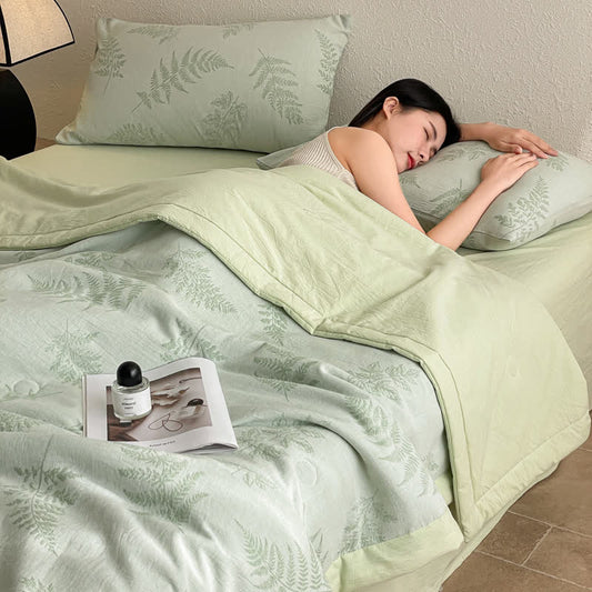 Parure de lit en gaze de coton trois épaisseurs « Refresh Leaf »