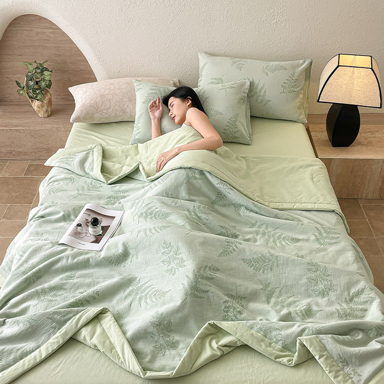 Parure de lit en gaze de coton trois épaisseurs « Refresh Leaf »
