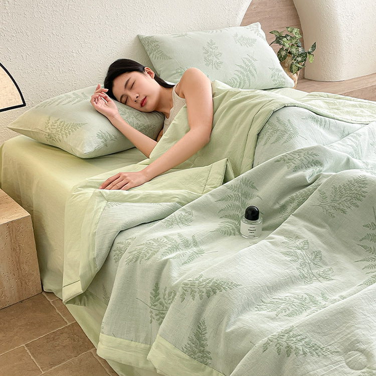 Parure de lit en gaze de coton trois épaisseurs « Refresh Leaf »