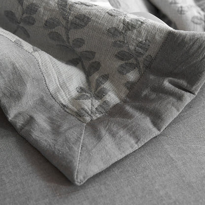 Linge de lit en gaze de coton à trois couches avec motif de feuilles jacquard