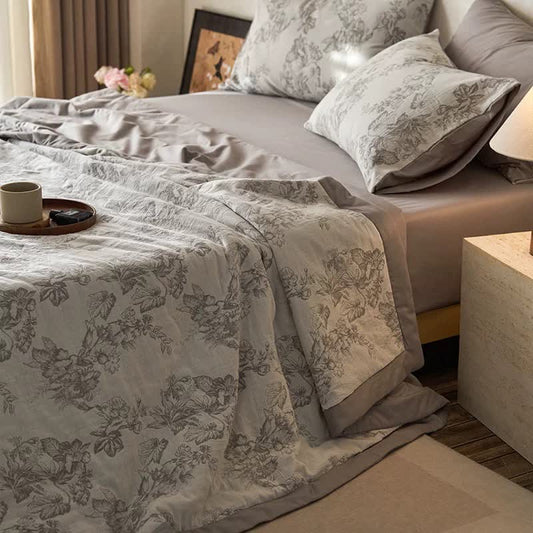 Linge de lit en gaze double épaisseur à motif floral