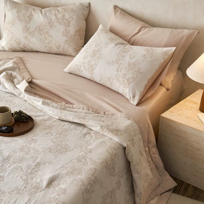 Linge de lit en gaze double épaisseur à motif floral