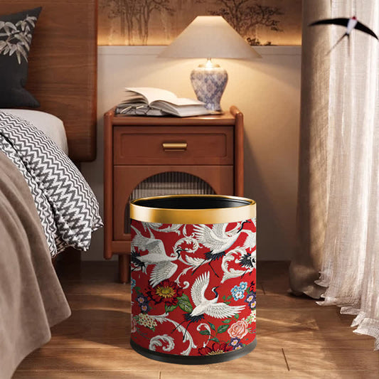 Poubelle à double barillet de style vintage avec motif floral, durable