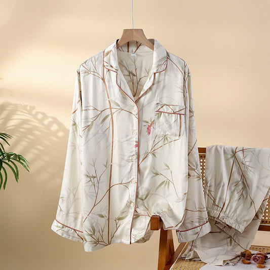 Ensemble pyjama en satin respirant à manches longues