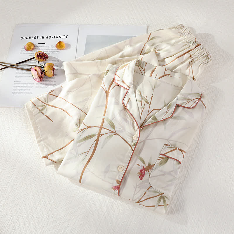 Ensemble pyjama en satin respirant à manches longues