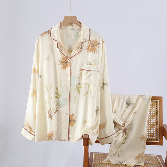 Ensemble pyjama décontracté et doux en satin pastel