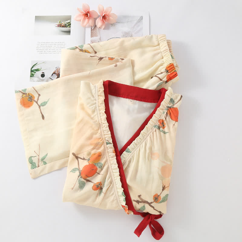 Ensemble pyjama en fibre de bambou et kaki