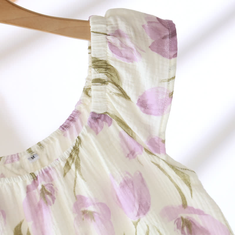 Ensemble pyjama en gaze de coton respirant « Tulipe rurale »