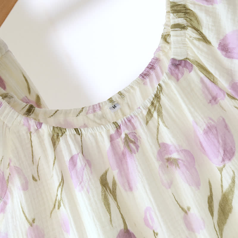 Ensemble pyjama en gaze de coton respirant « Tulipe rurale »