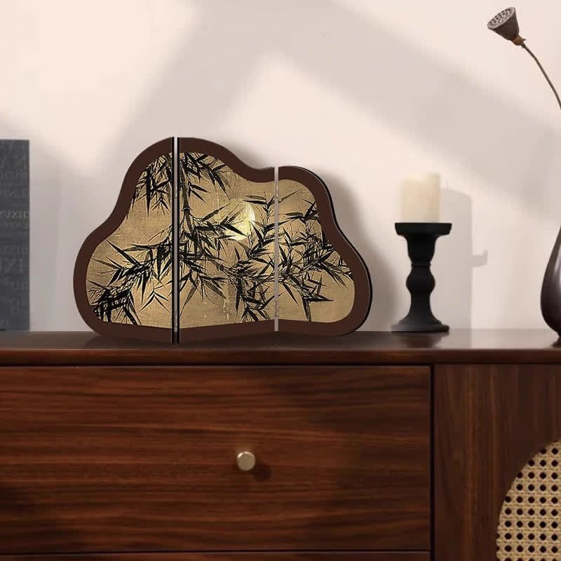Paravent pliable avec motif fleur-oiseau pour le bureau