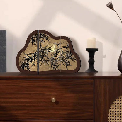 Paravent pliable avec motif fleur-oiseau pour le bureau