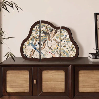 Paravent pliable avec motif fleur-oiseau pour le bureau