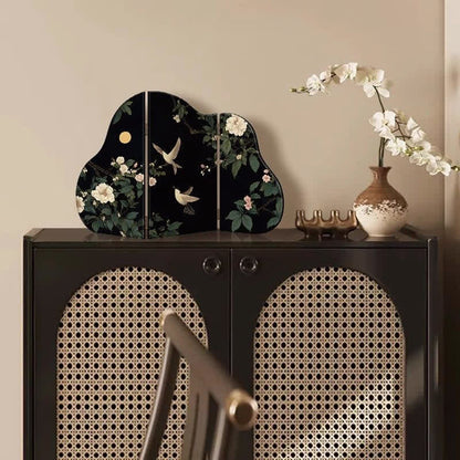 Paravent pliable avec motif fleur-oiseau pour le bureau