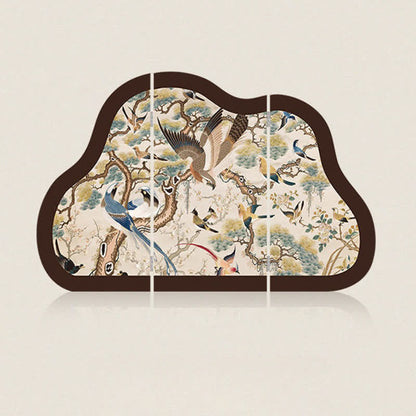 Paravent pliable avec motif fleur-oiseau pour le bureau