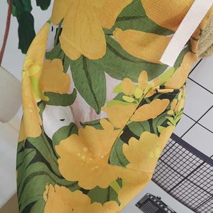 Tablier vintage en coton et lin avec motif marguerite