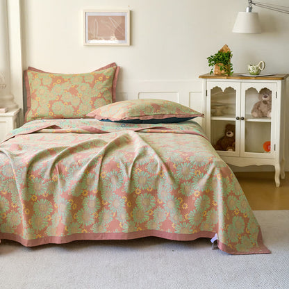 Couette réversible en gaze de coton teint en fil avec motif marguerite
