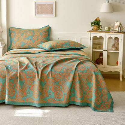 Couette réversible en gaze de coton teint en fil avec motif marguerite