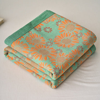 Couette réversible en gaze de coton teint en fil avec motif marguerite