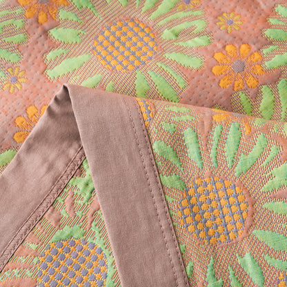 Couette réversible en gaze de coton teint en fil avec motif marguerite