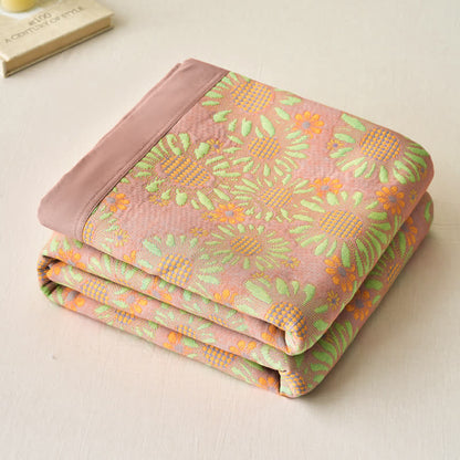 Couette réversible en gaze de coton teint en fil avec motif marguerite
